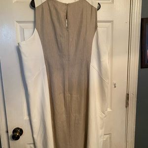 Cream and tan linen dress plus size